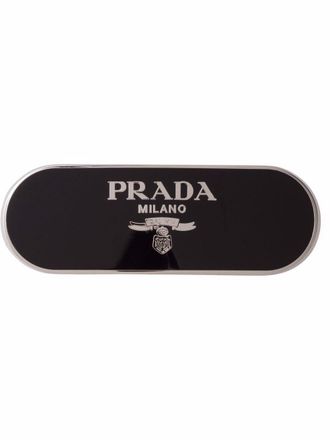 Prada Fermacapelli con placca logo - Nero