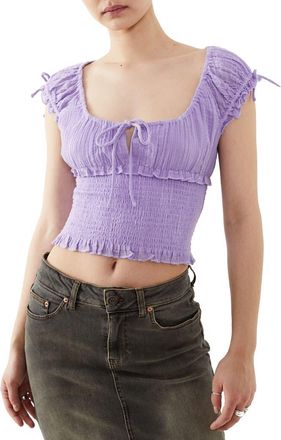 BDG Nova Cap Sleeve Smocked Blouse in Lilac at Nordstrom, Size Medium