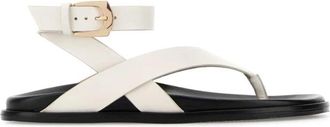 Stuart Weitzman Marykate Teenslippers - Dames - Sandalen - Beige - 41 EU - Leer - Schoenen