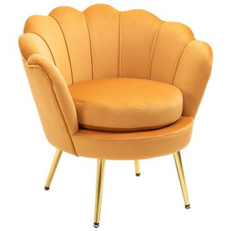 HOMCOM Poltroncina Da Camera In Velluto Giallo Poltrona Vintage Di Design - Homcom