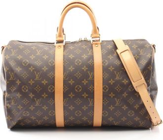 Louis Vuitton Brown Coated Canvas Leather Boston Bag (Pre-Owned)