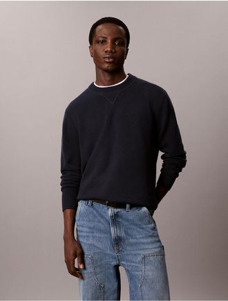 Calvin Klein Jeans Calvin Klein Mens Merino Wool Crewneck Sweater - Blue - 2XL