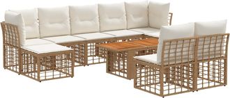 vidaXL Conjunto De Sof&aacute;s De Jard&iacute;n 10 Uds. Natural Y Crema Vidaxl