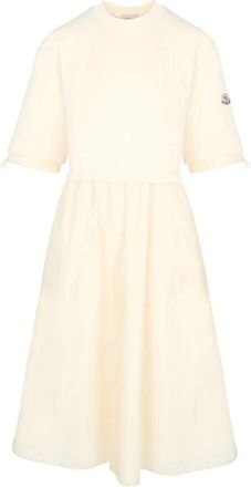 Moncler Kleedjes, Dames, Beige, S, Katoen, Midi-jurk