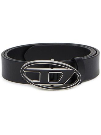 Diesel Black Belt With Oval Logo Buckle