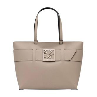 A|X Armani Exchange Shopper Bag - Dames - Tassen - Beige - Maat: ONE Size Leer
