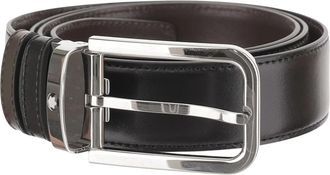Montblanc 35 mm Omkeerbare Riem in Meisterst&uuml;ck Leer met Rechthoekige Gesp - Heren - Riemen - Zwart - ONE Size - Leer - Accessoires