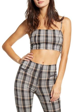 Tiger Mist Take On Crop Top in Neutral Check at Nordstrom, Size Medium