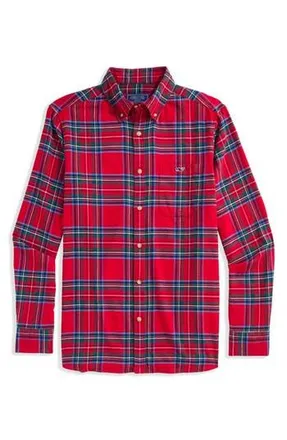 Vineyard Vines Winterberry Plaid Cotton Flannel Button-Down Shirt in Red Velvet at Nordstrom Rack, Size Xx-Large