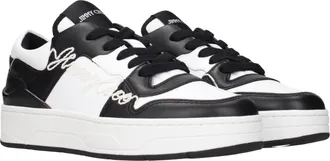 Jimmy Choo London Logo-Embroidered Leather Sneakers - Black