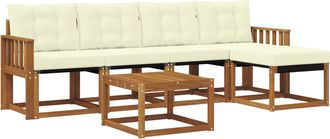 vidaXL Conjunto De Sof&aacute;s De Exterior 6 Uds. Natural Y Crema Vidaxl
