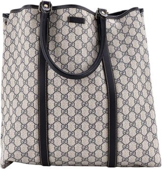 Gucci Blue Gg Coated Canvas & Leather Joy Tote Large (Authentic Pre-Loved)