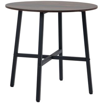 HOMCOM Mesa de comedor 80x80x76 cm marr&oacute;n r&uacute;stico y negro