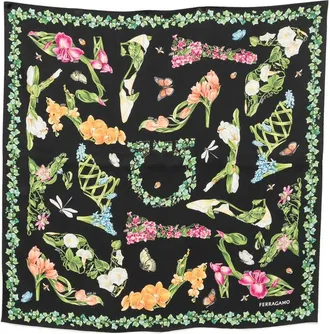 Ferragamo Floral-print Gancini Scarf