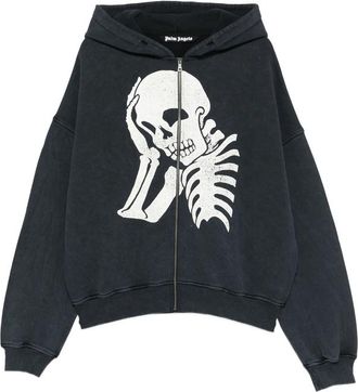 Palm Angels Skeleton-print Zip-up Hoodie