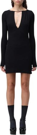 AMBUSH Short Dresses, female, Black, L, Black V-Neck Knit Dress