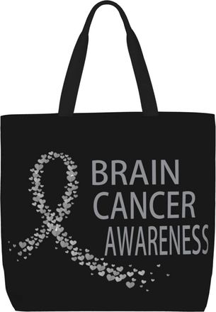 Generic Women Handbag Brain Cancer Awareness Ladies Shopping Shoulder Bag Folding Lightweight Shoulder Bags, For School, Daily, Graduation, Holiday, Birthday