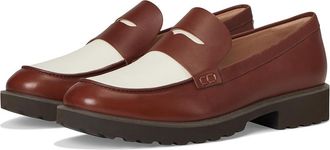 Cole Haan Gwendolyn Penny Loafers Womens Shoes Dark Cuoio/Ivory Leather : 7.5 B - Medium