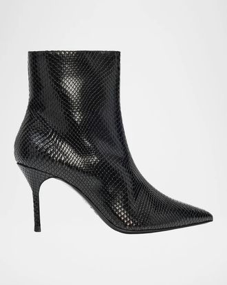 Staud Sebastian Snake-Embossed Leather Ankle Boots