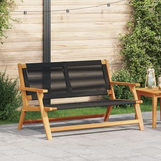 Berkfield Home Garden Bench Black 76x122x73 cm Solid Wood Acacia | Size: 76 x 122 x 73 cm
