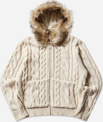 AFB Fur Alan Knit Hoodie Ivory