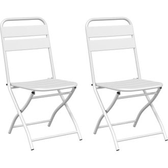vidaXL Silla Plegable Para Jard&iacute;n 2 Pcs Blanco 55 X 56.5 X 91cm Acero Vidaxl