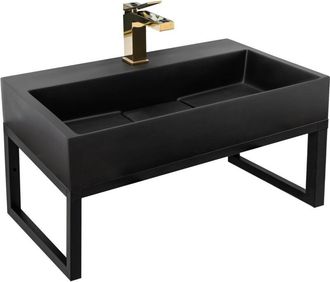 Rea Lavabo De Conglomerado Goya Black Mat 60cm + Marco