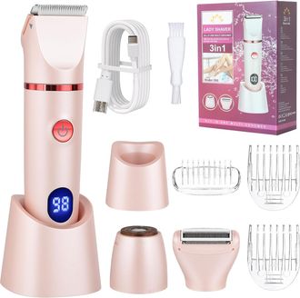 OEM Afeitadora El&eacute;ctrica Para Mujer, Recortadora &Iacute;ntima 3 En 1, Afeitadora El&eacute;ctrica Con Estaci&oacute;n De Carga Usb, Pantalla Lcd, Recortadora De L&iacute;nea Bikini 
