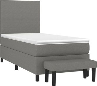 vidaXL Vidaxl - Cama Box Spring Con Colch&oacute;n Tela Gris Oscuro 90x190 Cm