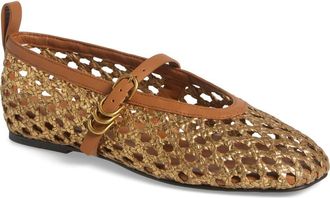 Rag & Bone Spire Woven Mary Jane Flat in Gold Woven at Nordstrom, Size 6.5Us