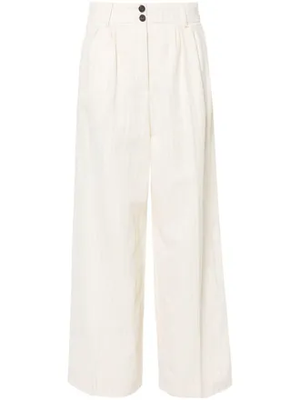 AllSaints Payton striped twill trousers - women - Cotton/Linen/Flax/Recycled Polyester/Polyester - 10 - Neutrals
