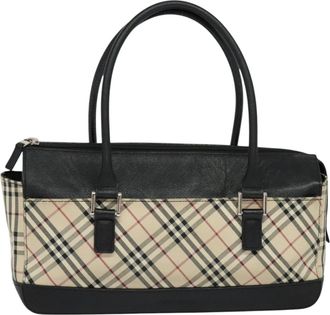Burberry Nova Check Beige Canvas Handbag (Pre-Owned)