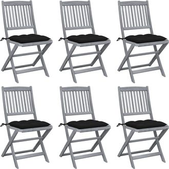 vidaXL Sillas De Jard&iacute;n Plegables 6 Uds Cojines Madera Maciza Acacia Vidaxl