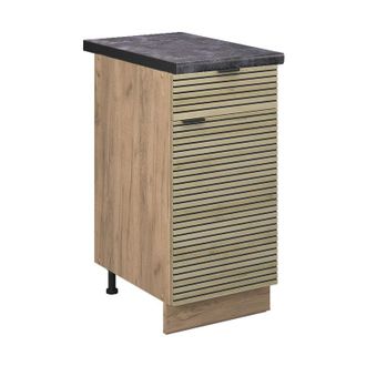 Vicco Mueble Bajo De Cocina Fame-line, Panel De Roble, 40 Cm, Et Antracita