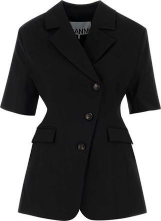 Ganni Blazer van Katoen Tailoring - Dames - Blazers - Zwart - S - Katoen - Jassen