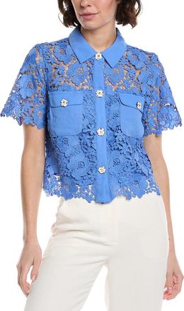 CeCe by Cynthia Steffe Patch Pocket Button-Down Lace Top