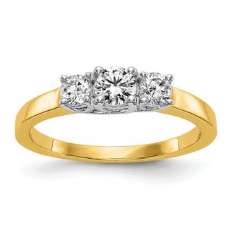 Diamond2Deal 14k Gold Lab Grown Diamond 3-Stone Band Ring 0.54Ct Clarity- VS Color- G-H