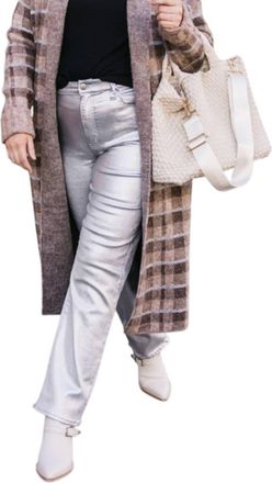 Daze Smarty Pants High Rise Slim In Coated Silver Bullet