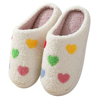 Generic Slippers for Women Fuzzy House Slip On Indoor Outdoor Bedroom Fleece Lined Cozy Slipper Winter Warm Soft Plush Cute Non-Slip Holiday Slippers Ladies C