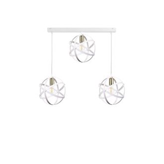 Netlighting Pola Bar Pendant Ceiling Light White Gold 65cm 3x E27