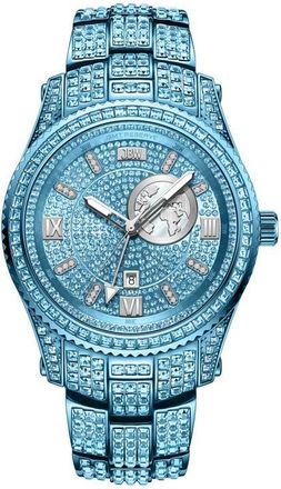 JBW Reserve Jet Setter GMT Diamond & Crystal Bracelet Watch, 46mm in Turquoise at Nordstrom