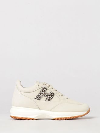 Hogan Sneakers Interactive in pelle e cavallino con stampa animalier e suola chunky
