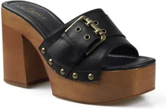 Candie's Blooms Faux Leather Platform Slide Sandal in Black at Nordstrom, Size 11
