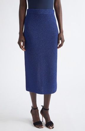 St. John Margot Metallic Sweater Skirt in Midnight/cobalt Metallic at Nordstrom, Size X-Large