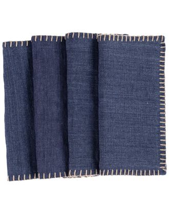 Amity Home Set Of 4 Bryce Linen Cocktail Napkins