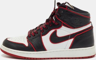 Air Jordan s Black/white Leather Jordan 1 Retro High Bloodline Sneakers