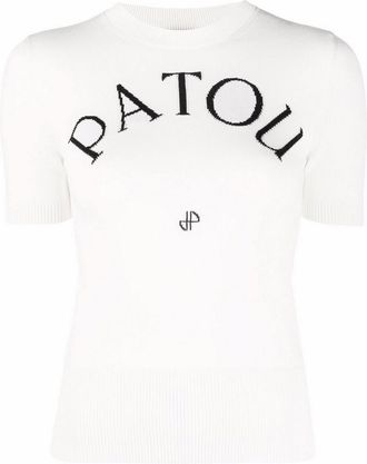 Patou Intarsia-logo knitted top