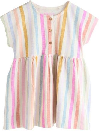 Next Kids Rainbow Cotton Button-Up Dress in White Multi at Nordstrom, Size 1.5-2Y