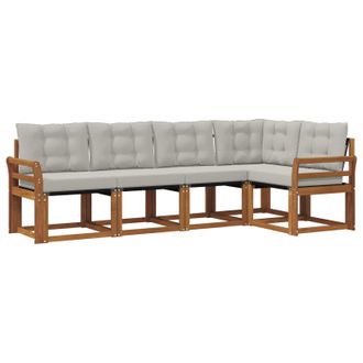 vidaXL Conjunto De Sof&aacute;s De Exterior 5 Pcs Gris Natural Y Claro Vidaxl