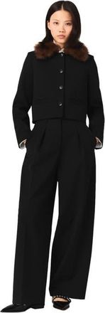 Maje Short jacket with removable collar in Black at Nordstrom, Size 36 Eu